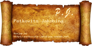 Petkovits Jakobina névjegykártya